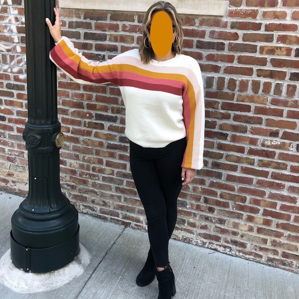 Rainbow Sweater with balloon sleeves